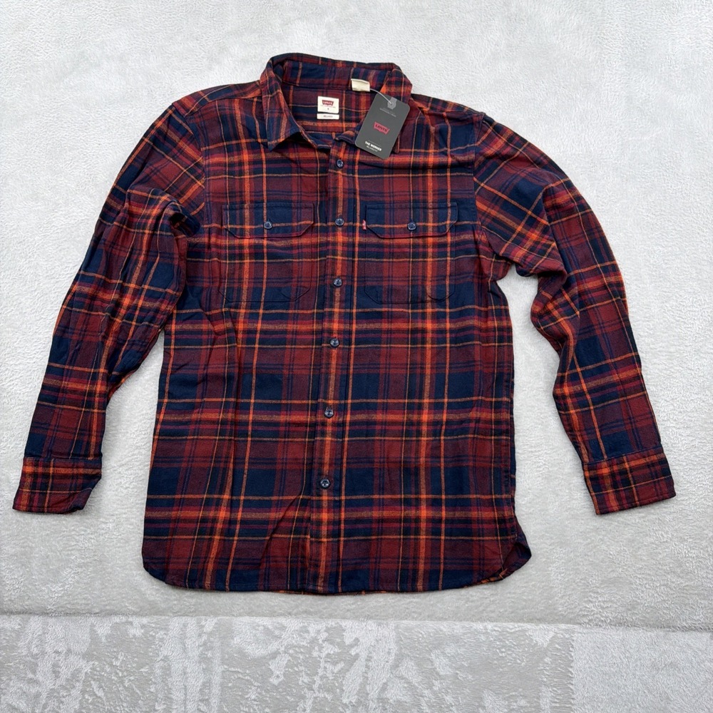 Levi's Men's Small Albemarle Long Sleeve Flannel Shirt Night Sky Soft Western